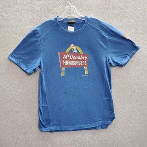 McDonald's‎ Men Shirt  Medium Blue Logo Graphic Arch Hamburgers Tee READ